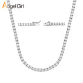 Copper Plated 18K Gold Zirconia Tennis Necklace Fashion Trendy Style Neck Chain
