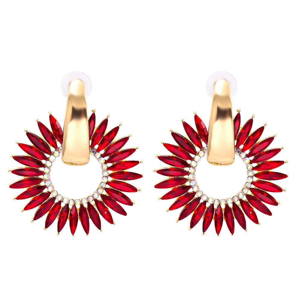 New Bohemian Crystal Round Hoop Earrings High-Quality Colorful Drop Dangle Earring For Women Fashion Jewelry Accessories Gift