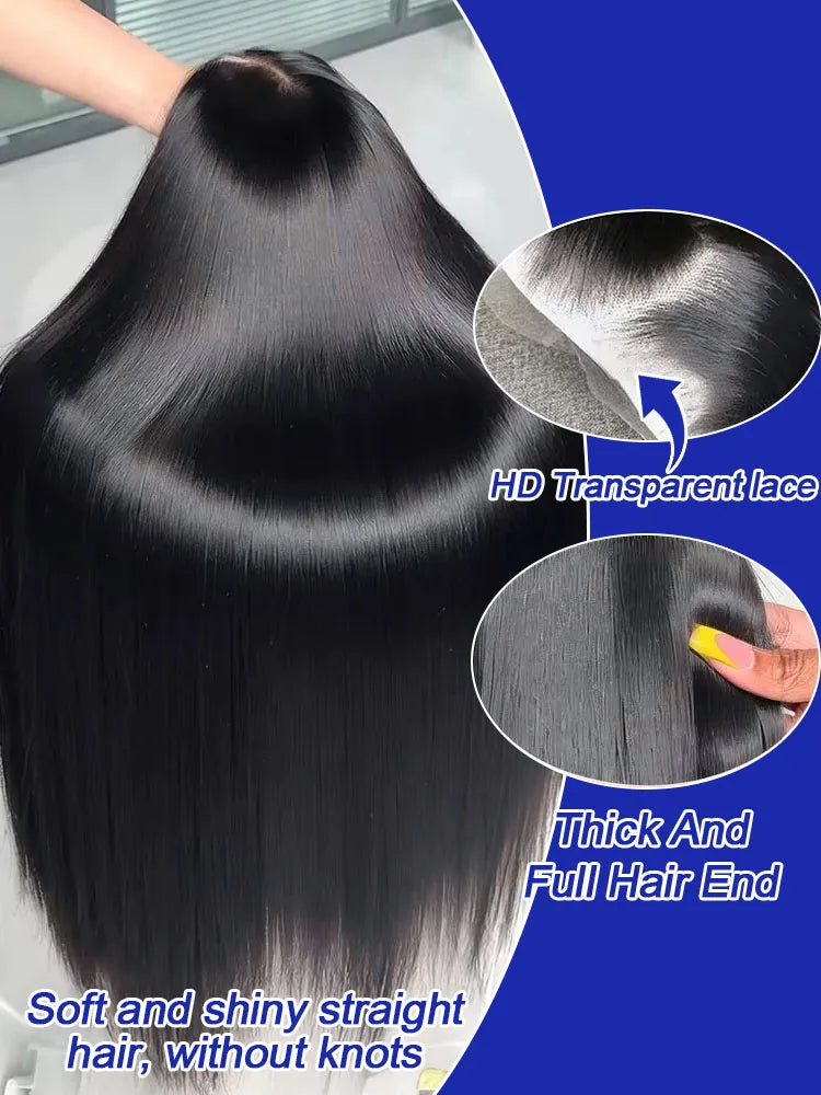 40 Inch Bone Straight Human Hair Lace Frontal Wig