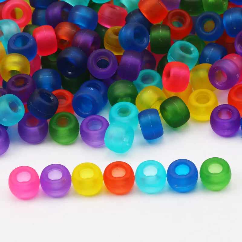 100pcs 6*9mm Round Dreadlock Acrylic Beads Big Hole Spacer Hair Beads for Jewelry Making DIY Bracelet Necklace Craft Needlework