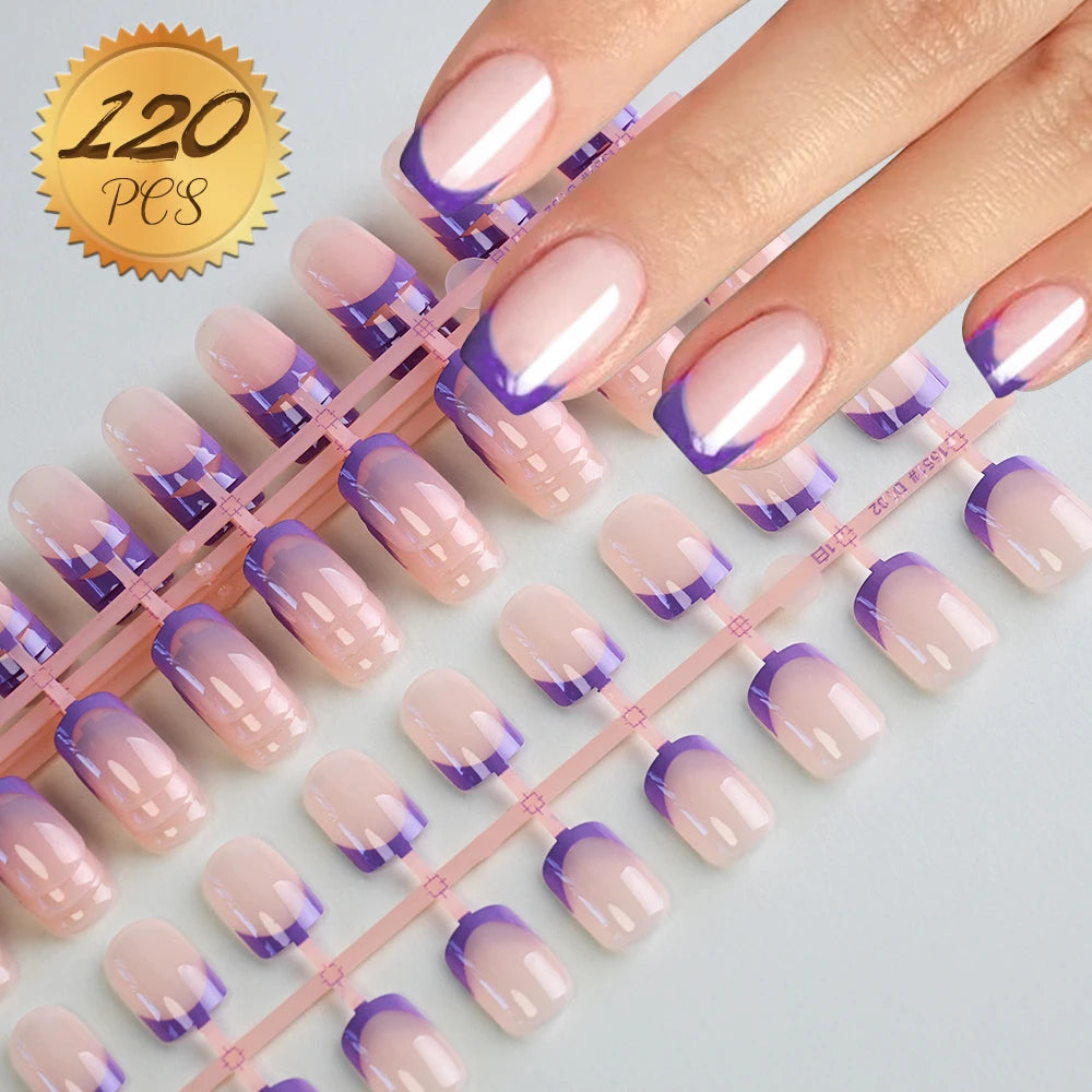 100Pcs Light Pink Press on Nails Short Medium Square Wearable Fake Nails Tips 10 Sizes Full Cover False Nails Finger Decoration