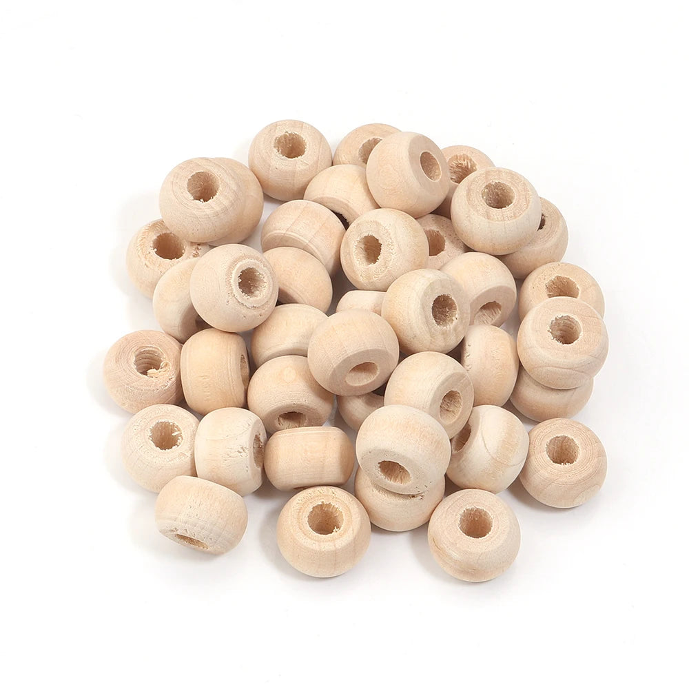 Louleur High Quality Vintage Natural Big Hole Wooden Beads For Necklace Bracelet Charms for Diy Jewelry Making Hair Accessories