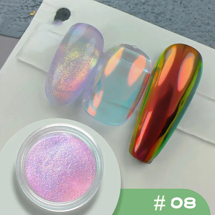 12 Grids Mirror Effect Mermaid Nail Powder Holographic Pearl Chrome Pigment Fine Glitter Dipping Powder Nail Crafts Supplies