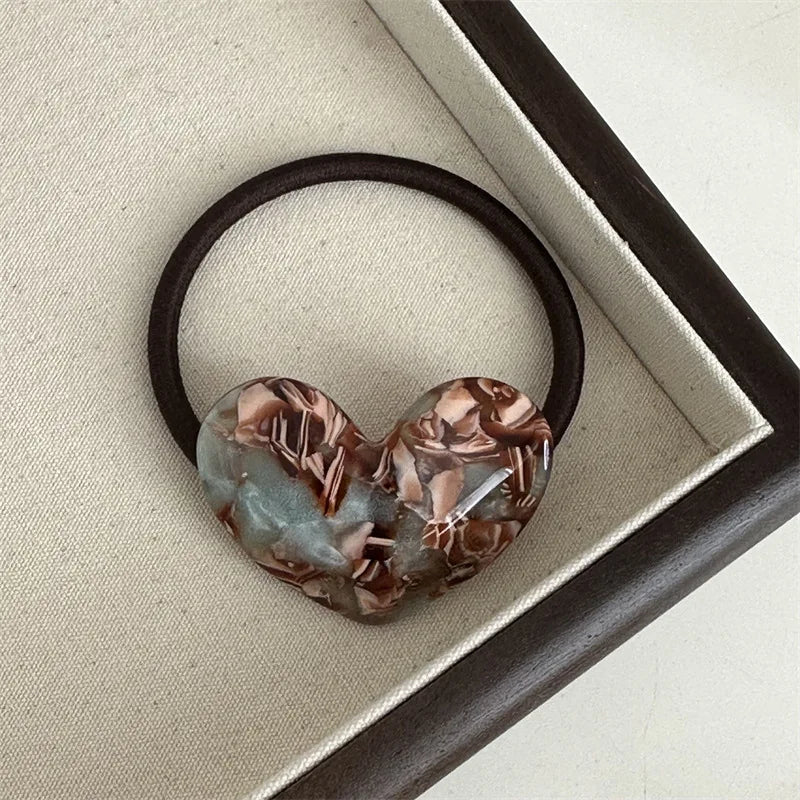 Acetic Acid Great Love Basic Leather Band Hair Rope High Elastic Hair Loop Texture Advanced Headrope Hair Accessories New Style