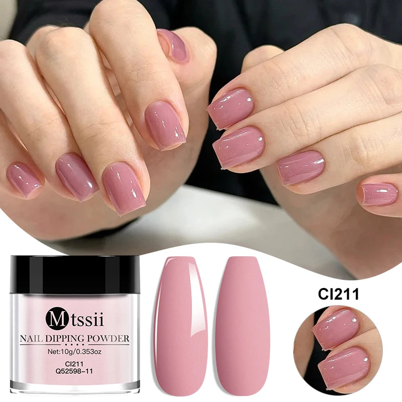 MTSSII 10g Nail Dipping Powder Natural Dry No Lamp Cure DIY Nail Art Decoration Pigment Dust Glitter Long Lasting Manicure Salon