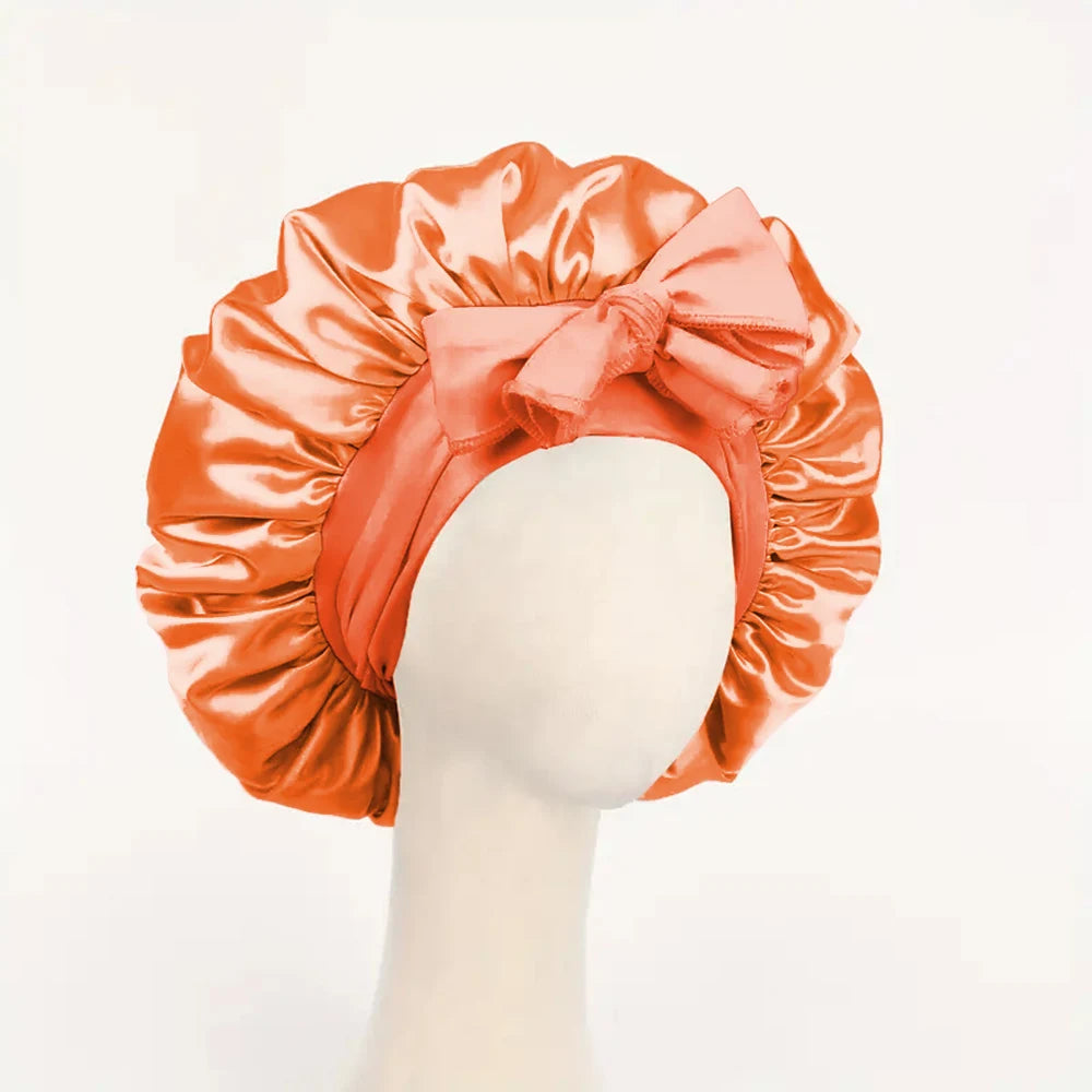 Gorro de satén Gorro de seda Gorro ajustable para dormir Gorro para el pelo con cinta Gorros para mujeres y hombres