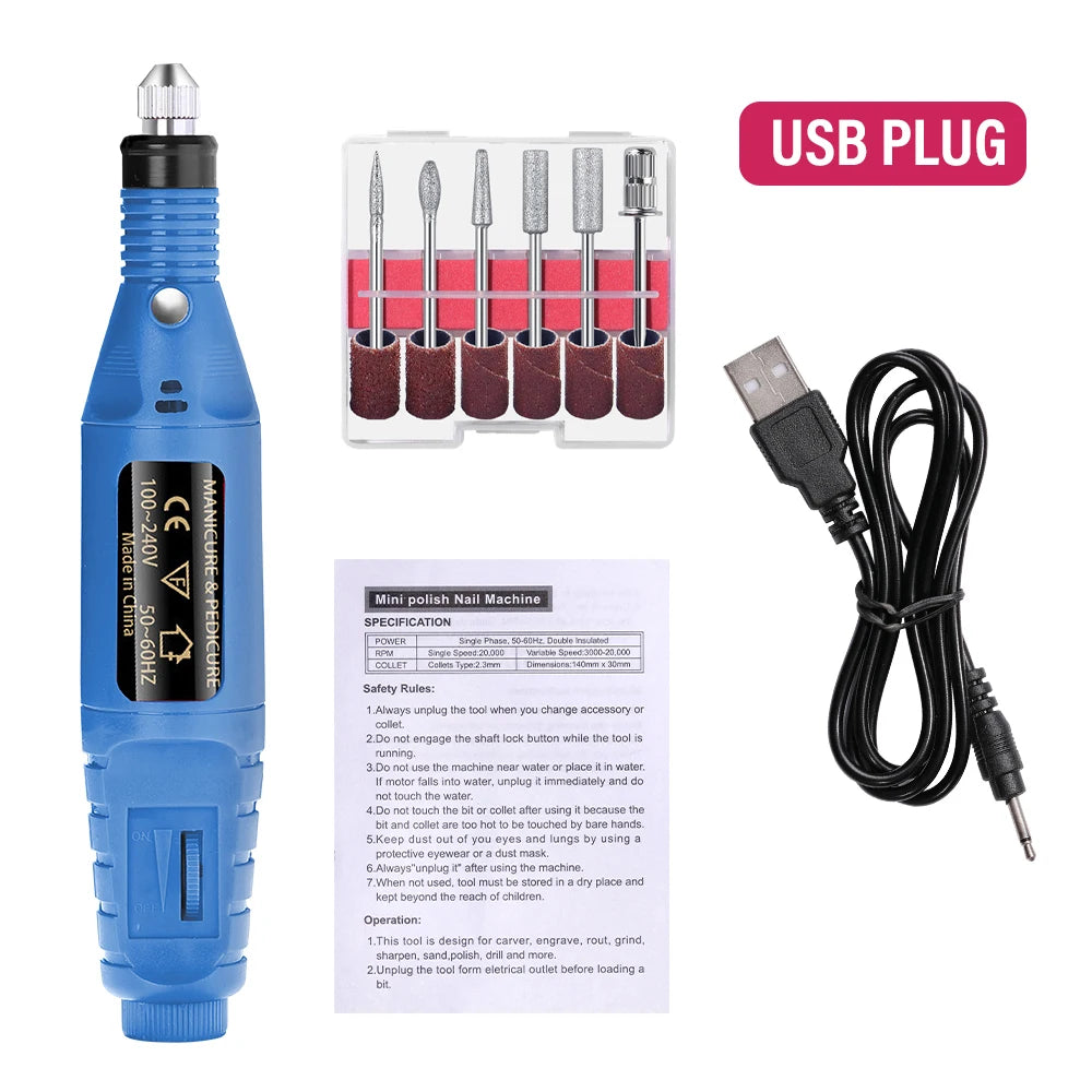 LULAA Set de Taladro Eléctrico para Uñas, Equipo de Molienda para Pedicura, Molinillo para Manicura, Herramienta Profesional de Pulido de Uñas