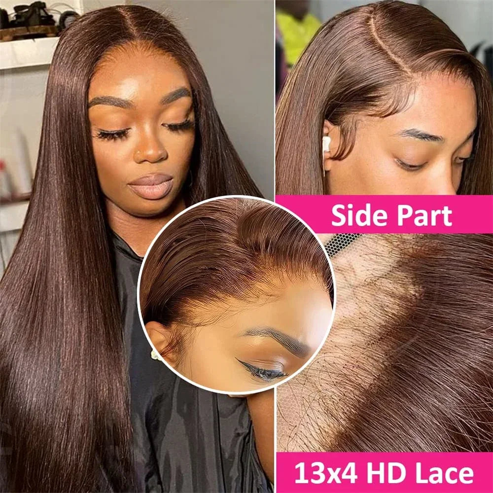 Chocolate Brown Remy Brazilian Human Hair Wig