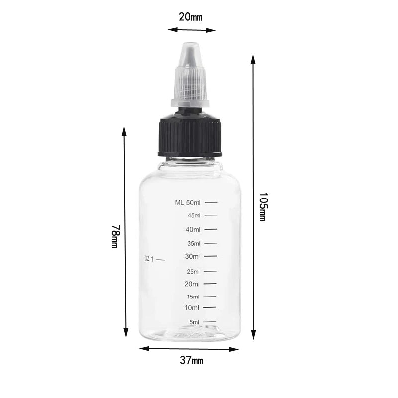 30ml-500ml Empty Hair Dye Bottle Measured Twist Top Cap Refillable Squeeze Container With Graduated Scale For Tattoo Pigment Ink