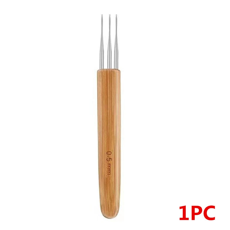 1Pc 0.5mm/0.75mm Loc Crochet Hook Wood