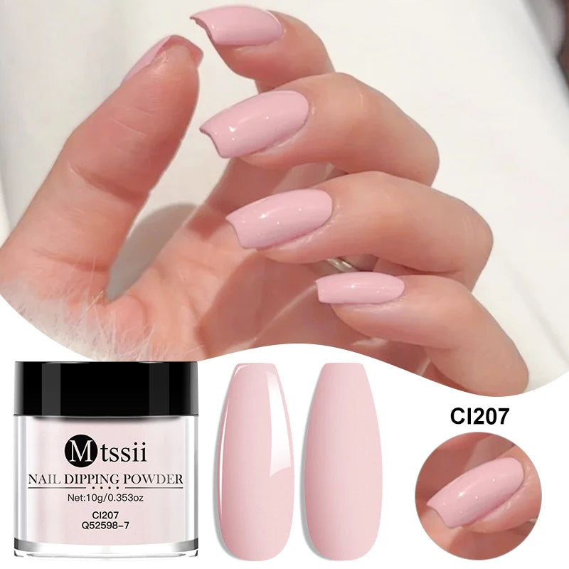 MTSSII 10g Nail Dipping Powder Natural Dry No Lamp Cure DIY Nail Art Decoration Pigment Dust Glitter Long Lasting Manicure Salon