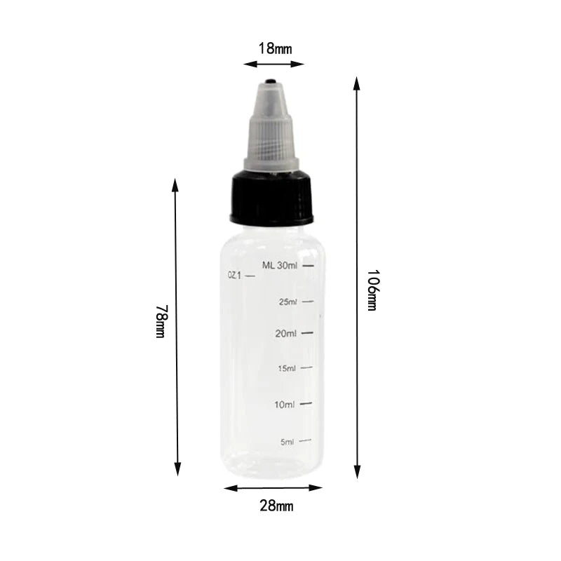 30ml-500ml Empty Hair Dye Bottle Measured Twist Top Cap Refillable Squeeze Container With Graduated Scale For Tattoo Pigment Ink
