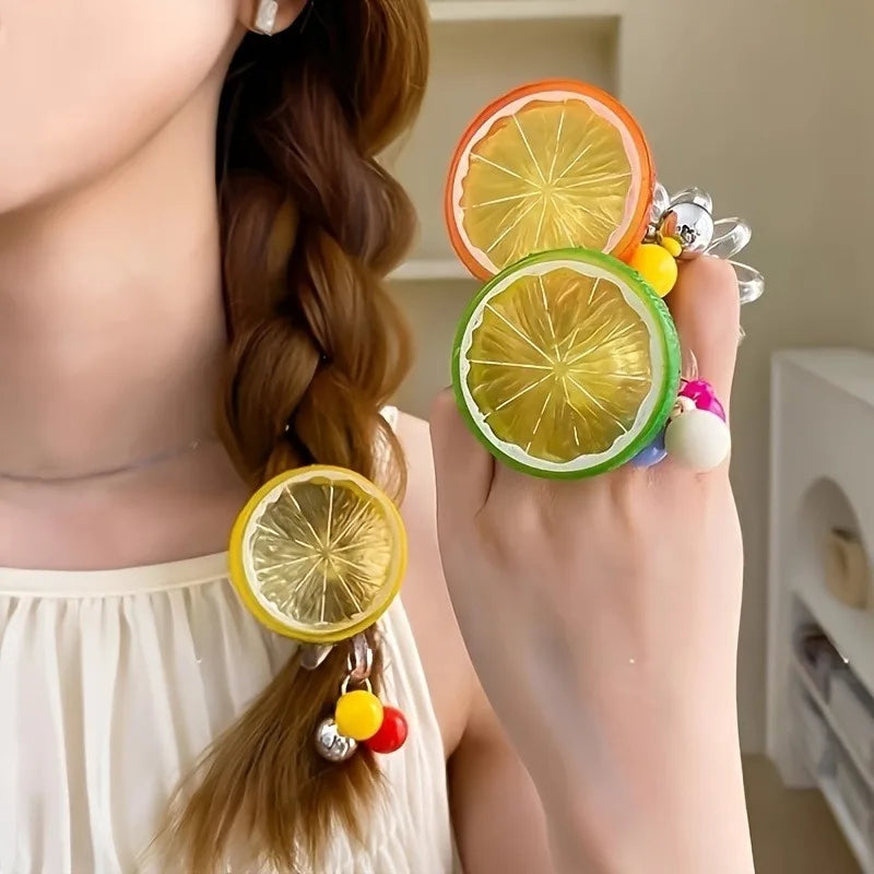 1/3pcs Orange Lemon Lime Hair Tie Fresh Summer Telephone Cord Cute Fruit Hair Accessory for Bun Hairstyles Sweet Birthday Gift