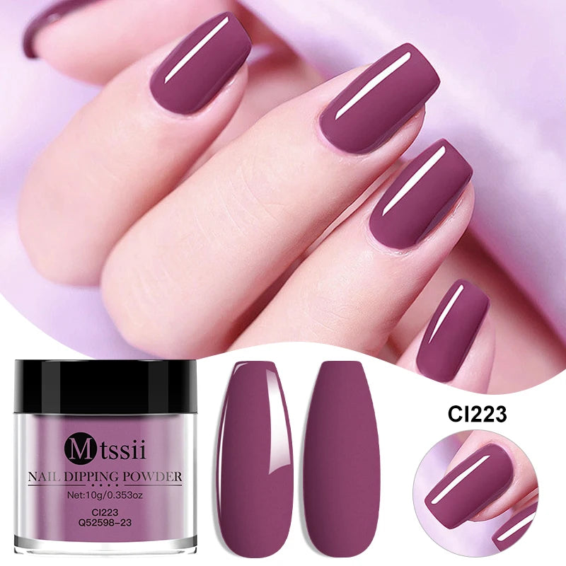 MTSSII 10g Nail Dipping Powder Natural Dry No Lamp Cure DIY Nail Art Decoration Pigment Dust Glitter Long Lasting Manicure Salon