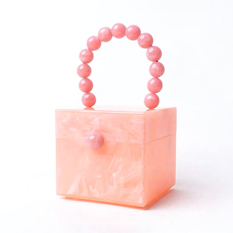 Acrylic Box Evening Clutch Bag Women Luxury Stone Pattern Beaded Hard Handbag Ladies Designer Green Party Purse Dinner New
