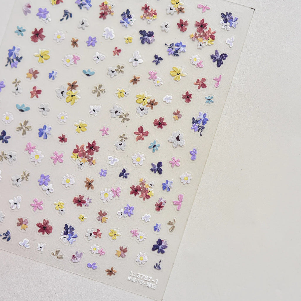 1Sheet 5D Soft Embossed Relief Nail Stickers Cute Daisies Self Adhesive Slider Stickers Press On Nails DIY Japanese Nail Art Dec