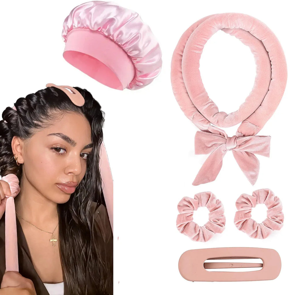 Rulos sin calor para el pelo, diadema rizadora sin calor, rulo suave de satén, rizadores para dormir, gorro de noche, herramientas de peinado