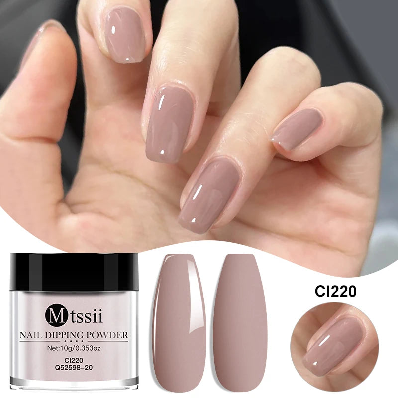 MTSSII 10g Nail Dipping Powder Natural Dry No Lamp Cure DIY Nail Art Decoration Pigment Dust Glitter Long Lasting Manicure Salon