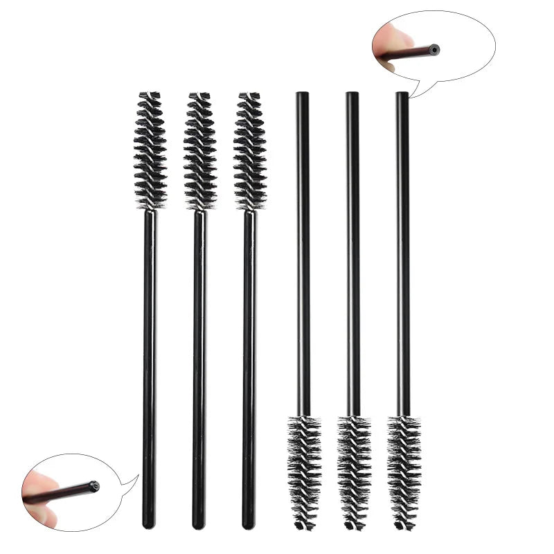 50 unidades de cepillos de maquillaje desechables de cristal para cejas, aplicador de varitas de rímel con mango de diamante, herramientas de extensión de pestañas