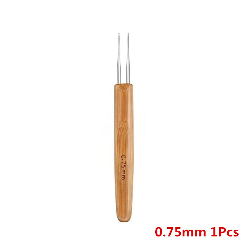1Pc 0.5mm/0.75mm Loc Crochet Hook Wood