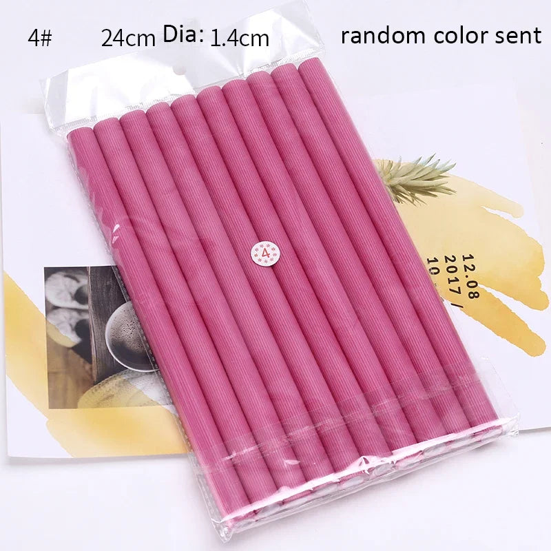 10pcs Flexible Hair Curling Rod Soft  Heatess Hair Curler Makers Foam Bendy Twist Curls Flexi No Heat Rollers Styling Tools