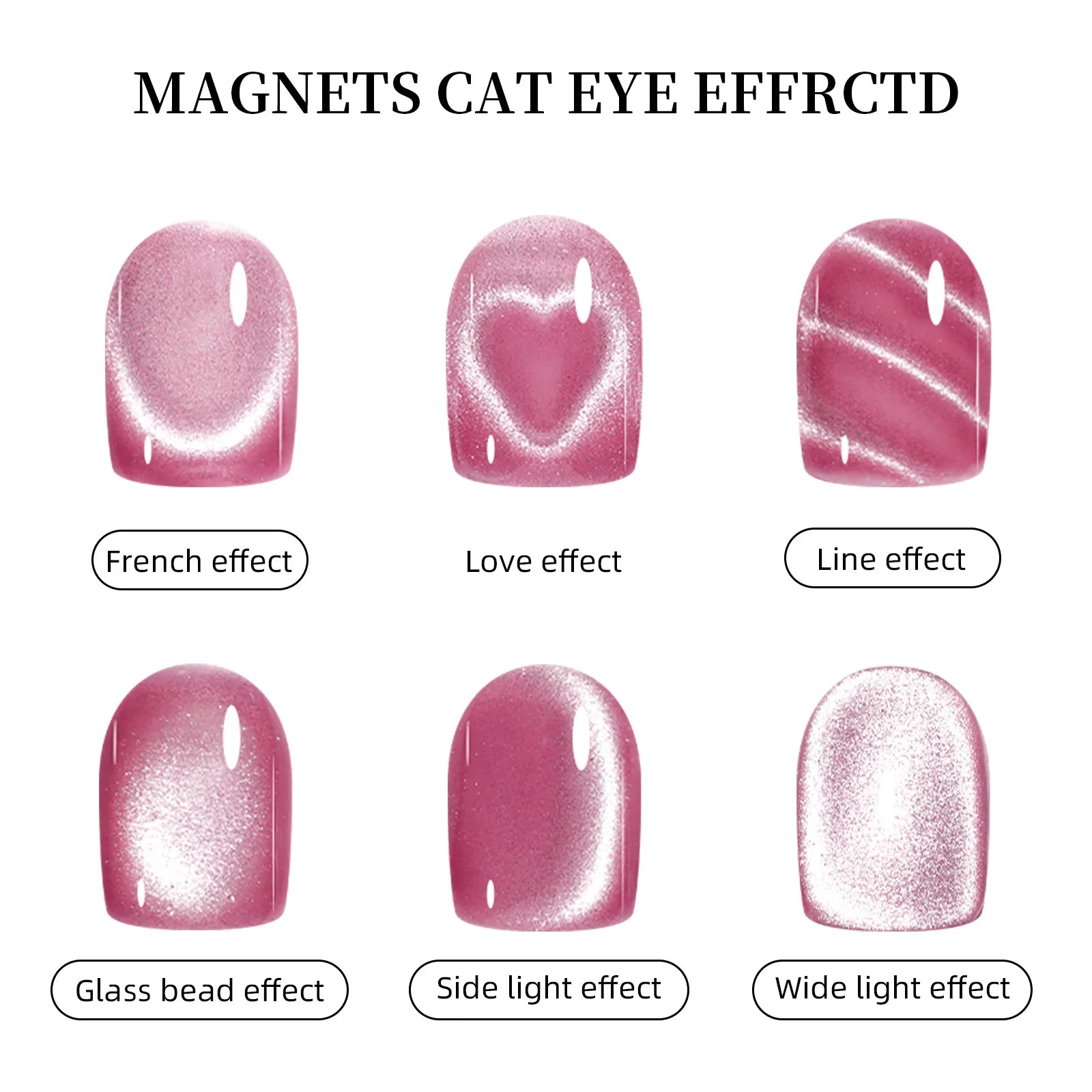 1 Unidad Imán 3 en 1 con Forma de Corazón para Uñas Ojo de Gato, Doble Línea, Luna, Serpiente, Pluma Magnética Francesa para Esmalte en Gel Magnético, Herramientas de Manicura