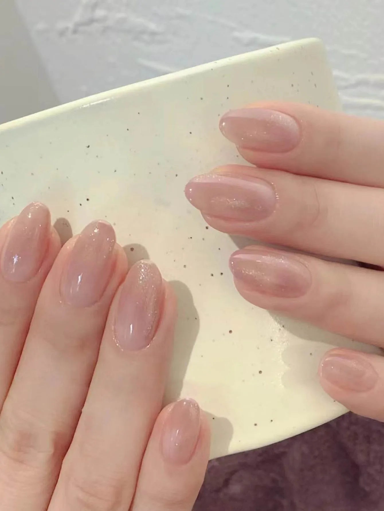 24pcs Long Almond Fake Nails White French Press on Nails Simple Full Cover Detachable Nail Tips