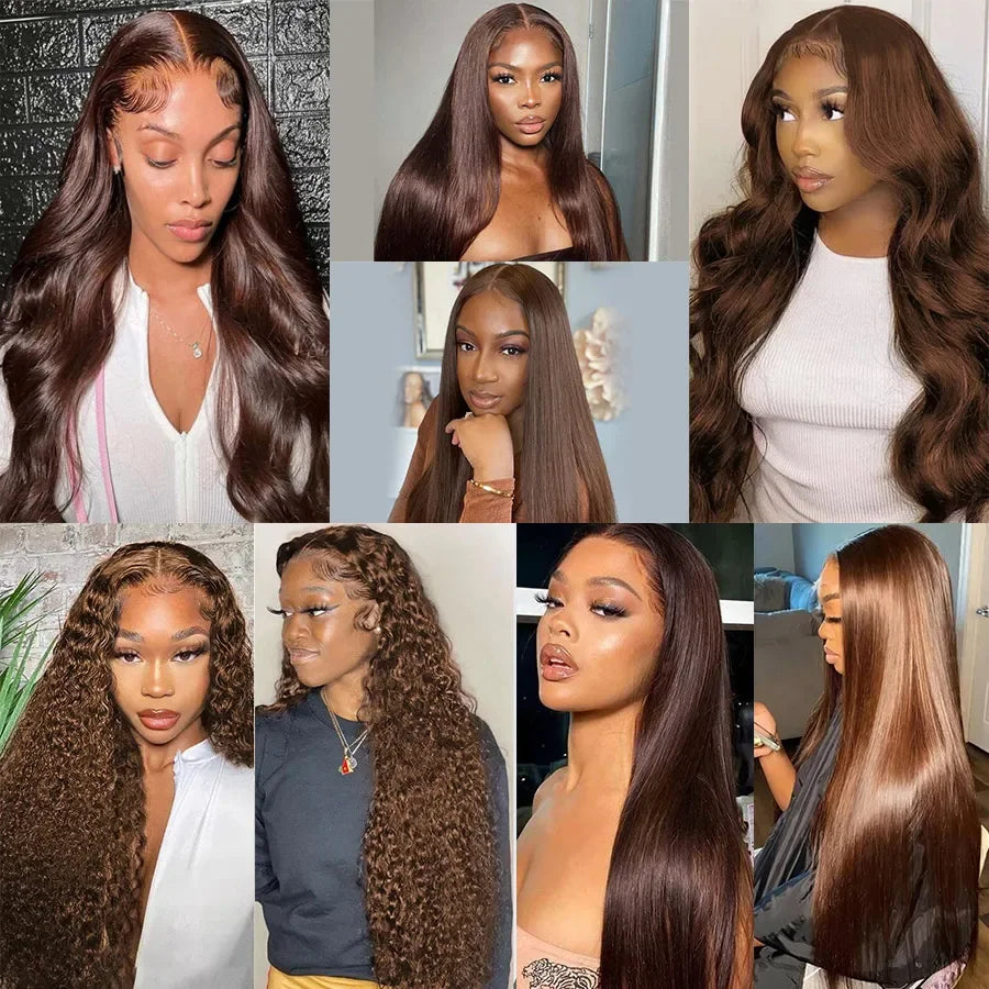 Chocolate Brown Remy Brazilian Human Hair Wig