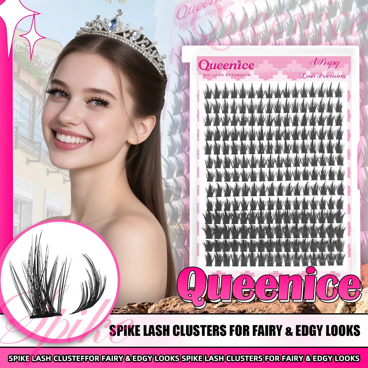 QUEENICE D-Curl - Natural Volume False Lashes - InLove Group Style - Large Capacity Eyelash Clusters for Beginners
