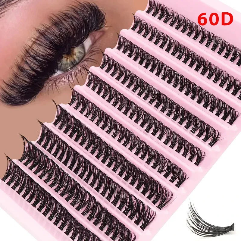 200Pcs DIY Personal Lashes 40P Eyelash Cluster Natural Look Wispy Lashes 9-16MM D Curly Hair Personal Clusters Lashes Fluffy