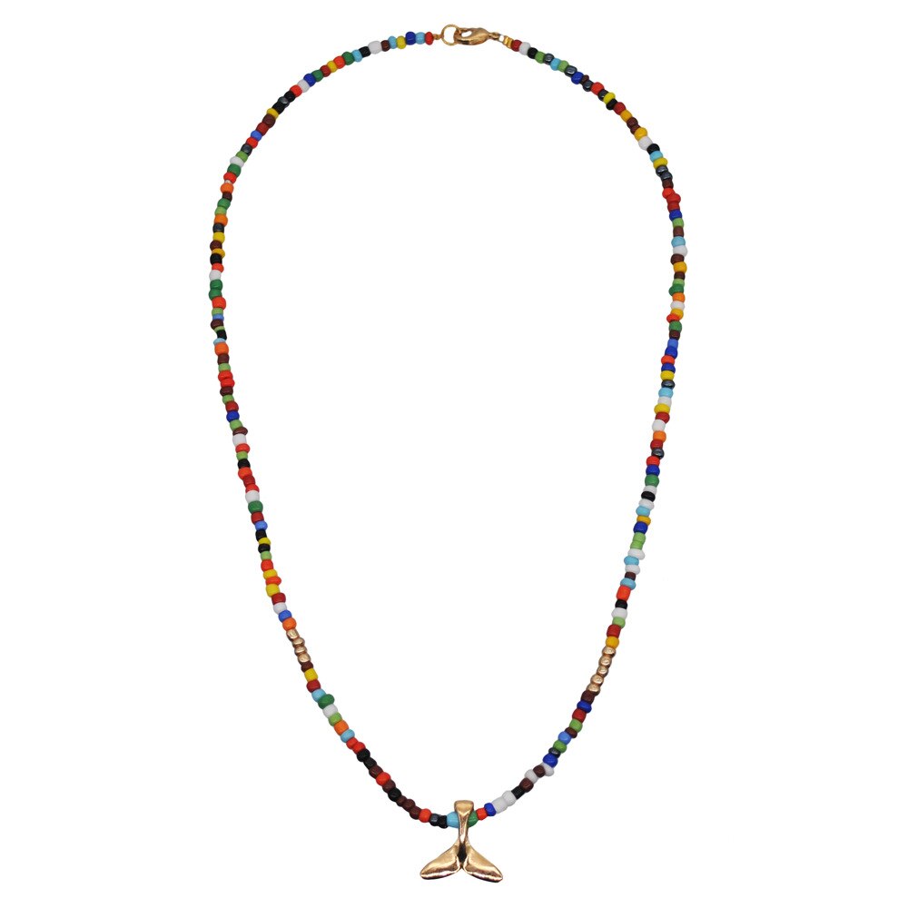 HangZhi New Bohemian Colorful Beads Weaving Handmade Baroque Simulated Pearl Necklace Clavicle Chain Choker Jewelry