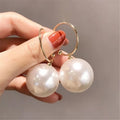 XIALUOKE Korean Fashion Design Large Round Imitation Pearl Earrings For Women Hoop Earring Elegant Daily Jewelry Pendant Gift