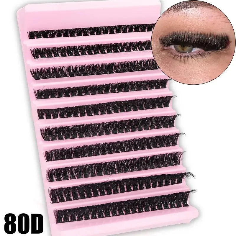 200Pcs DIY Personal Lashes 40P Eyelash Cluster Natural Look Wispy Lashes 9-16MM D Curly Hair Personal Clusters Lashes Fluffy