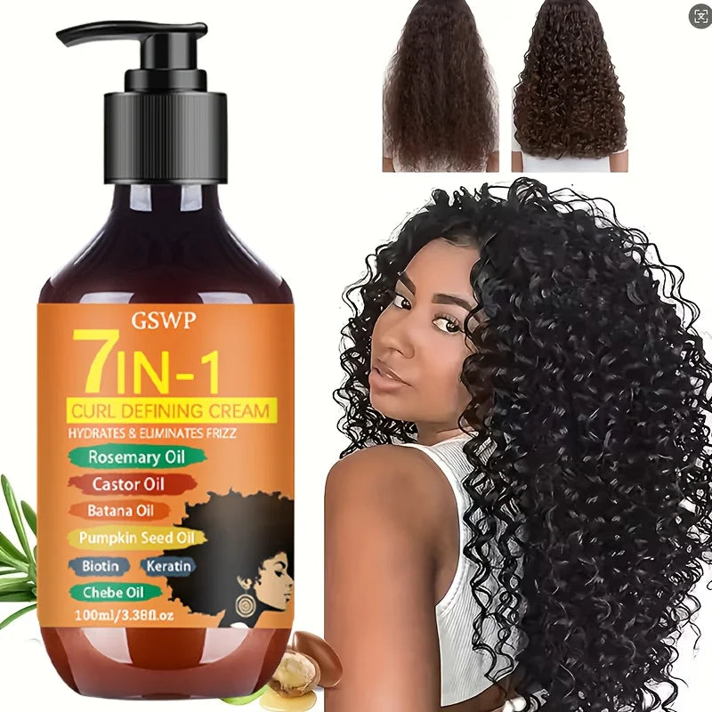 GSWP 7-in-1 Curl-Defining Cream, Moisturizing Styling Cream, for Black Curly Hair,Latin Curly Hair, Create Curly Hair,100/200 ML
