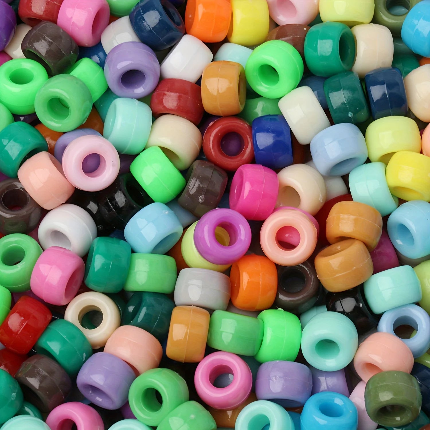 100pcs 6x9mm Colorful Pony Beads Fashion Big Hole Acrylic Beads Kids DIY Bracelet Necklace Making HandCrafts Girls Hair Beads