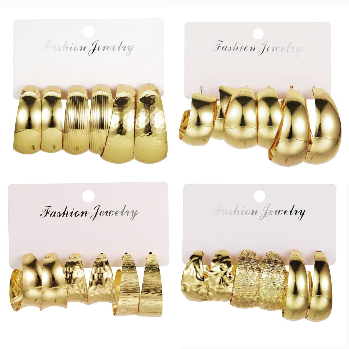 Vintage Big Circle Hoop Earring Set for Women Girl