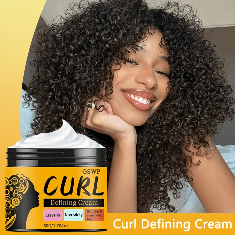 GSWP Black Castor Oil Curling Cream,Moisturizing and Elastic Styling Conditioner for Curly Hair,Frizz Control.50g/100g