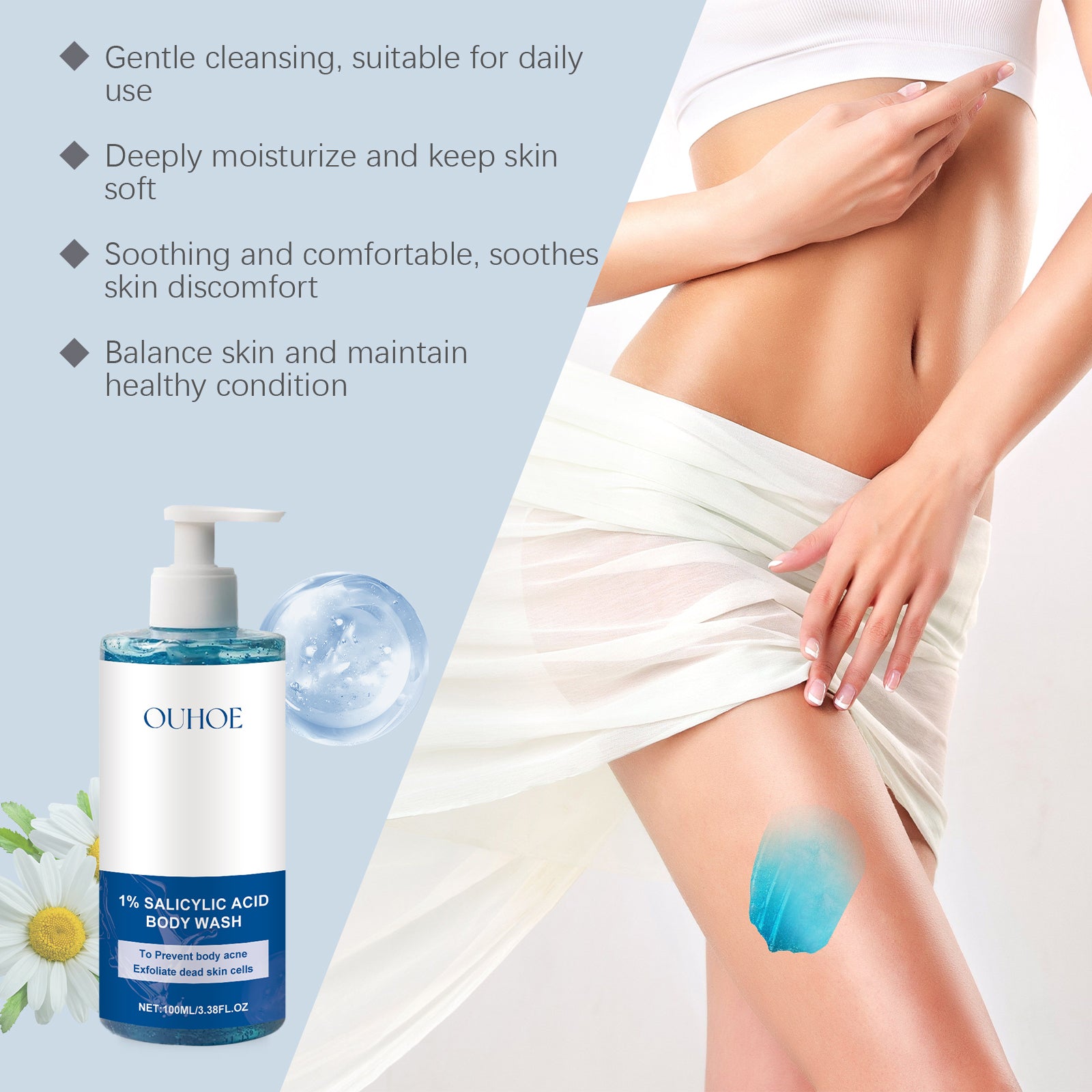 Salicylic Acid Shower Gel Gently Cleanses Body Skin, Exfoliates Oil Control And Moisturizes Refreshing Body Wash