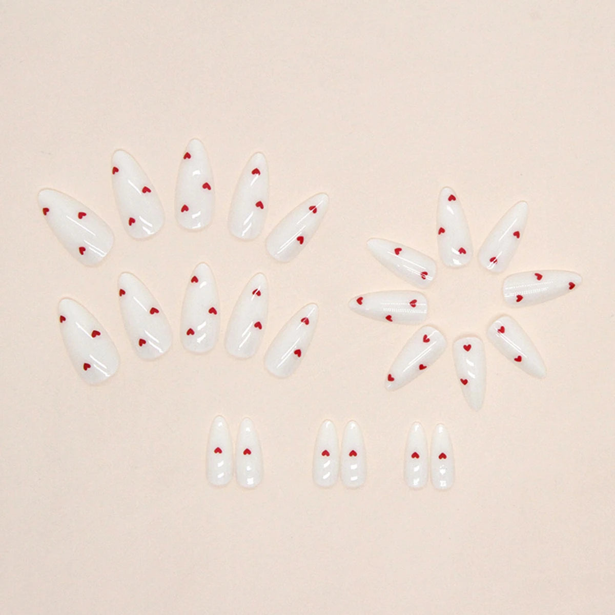 24 pieces of ins-style long press-on nails (teardrop shape), paired with 1 piece of jelly glue and 1 nail file