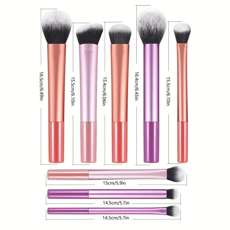 Juego de 8 brochas de maquillaje con pelo sintético suave, para base, colorete, sombra de ojos, herramientas cosméticas de maquillaje