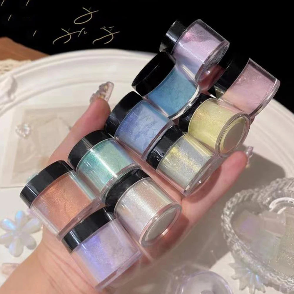 Jars Aurora Nail Powder Pearl Nail Glitter Neon Shimmer Nails Chrome Powder Dipping Powder Decoration Aurora Manicure Pigment