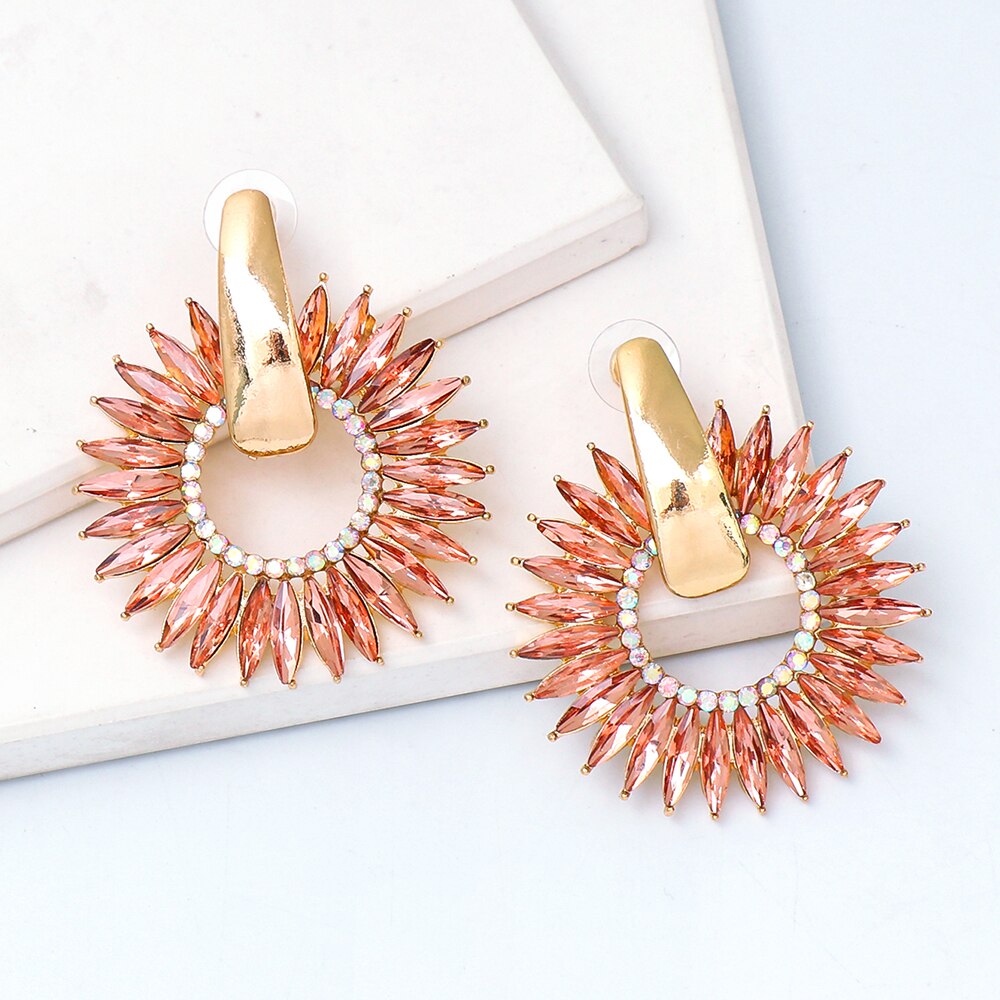 New Bohemian Crystal Round Hoop Earrings High-Quality Colorful Drop Dangle Earring For Women Fashion Jewelry Accessories Gift