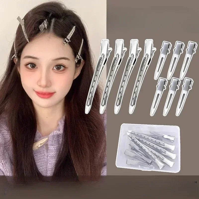 Sliver Hair Root Fluffy Clips Women Simple Metal Hair Fixed Clips Hairdressing Section Clips Barber Salon Hair Cut Styling Tools