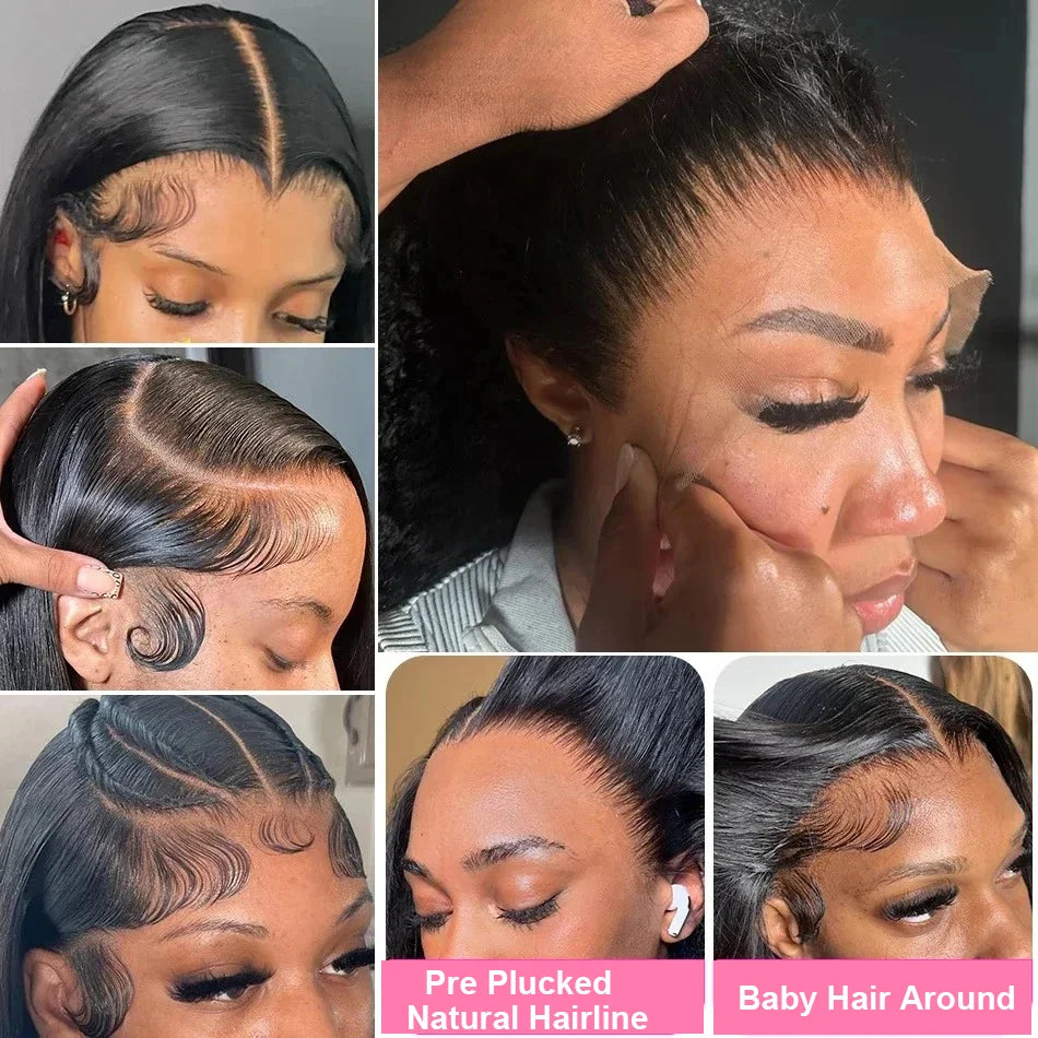 Natural Black Body Wave 13x4 HD Transparent Lace Frontal Pre Plucked