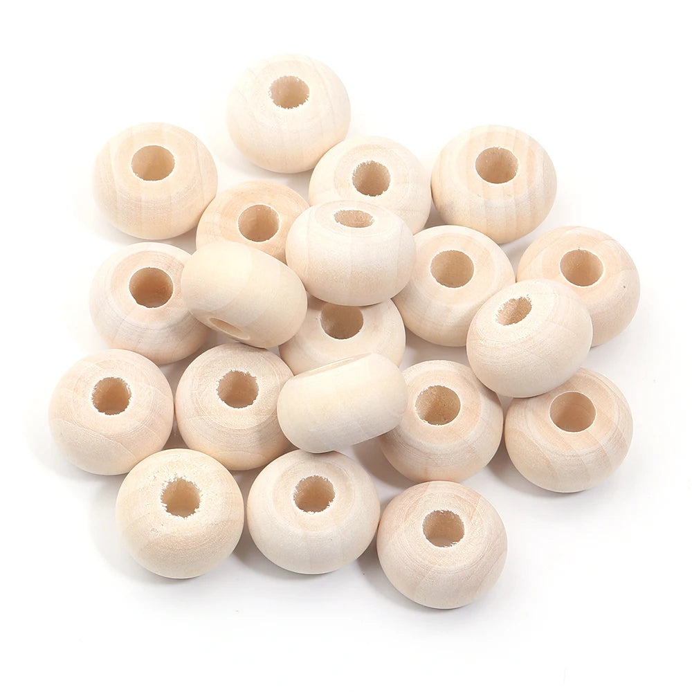 Louleur High Quality Vintage Natural Big Hole Wooden Beads For Necklace Bracelet Charms for Diy Jewelry Making Hair Accessories