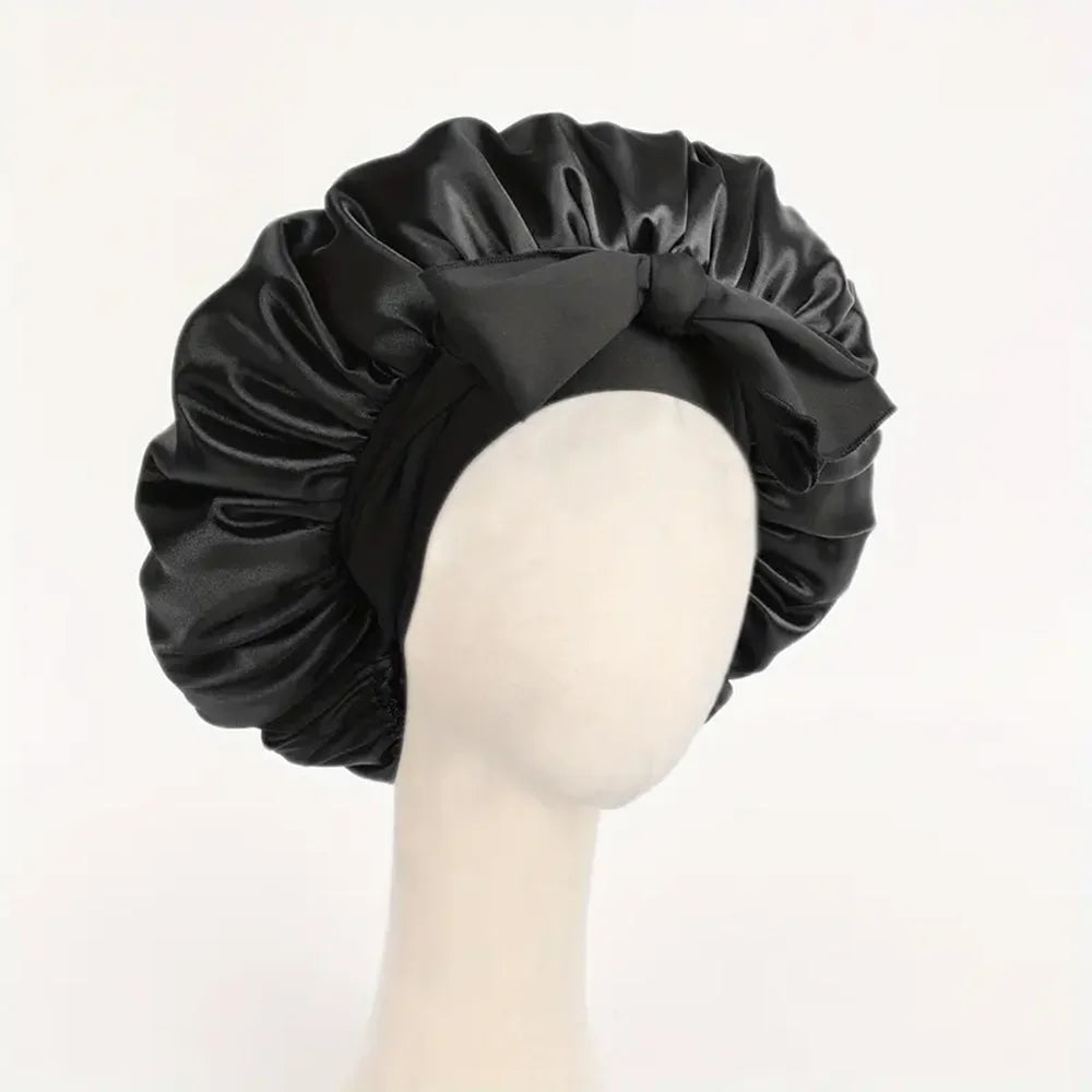 Gorro de satén Gorro de seda Gorro ajustable para dormir Gorro para el pelo con cinta Gorros para mujeres y hombres