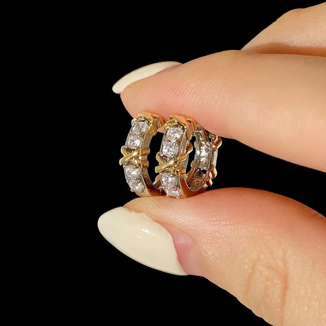 X Cross Zircon Earring Engagement Jewelry Gift