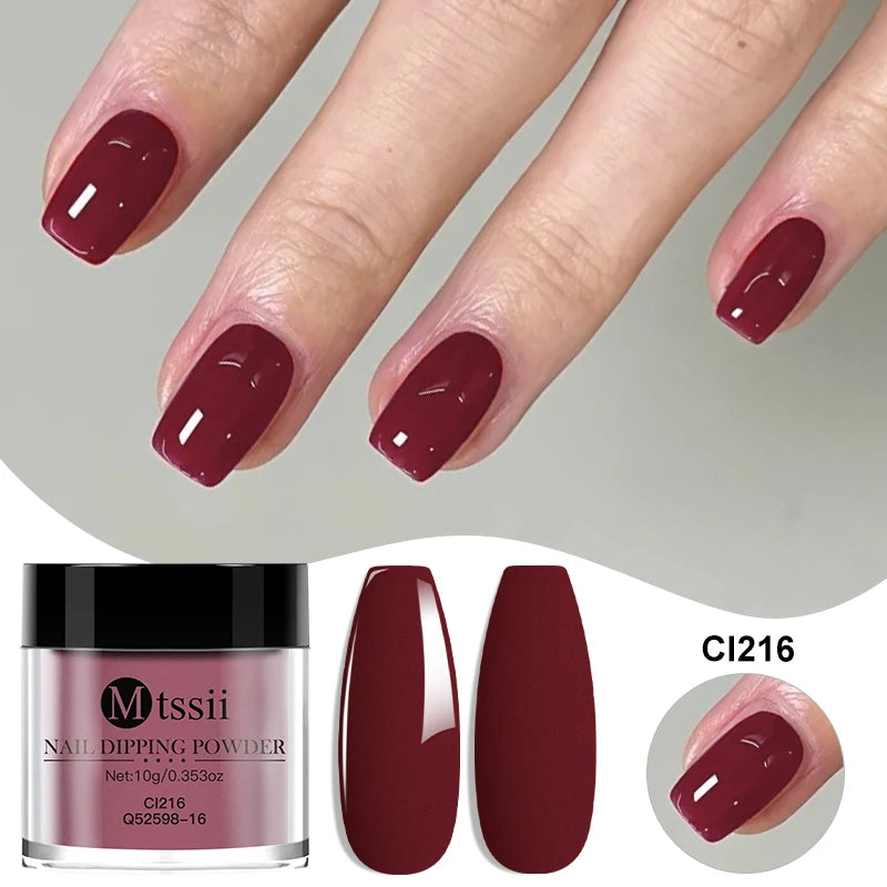 MTSSII 10g Nail Dipping Powder Natural Dry No Lamp Cure DIY Nail Art Decoration Pigment Dust Glitter Long Lasting Manicure Salon
