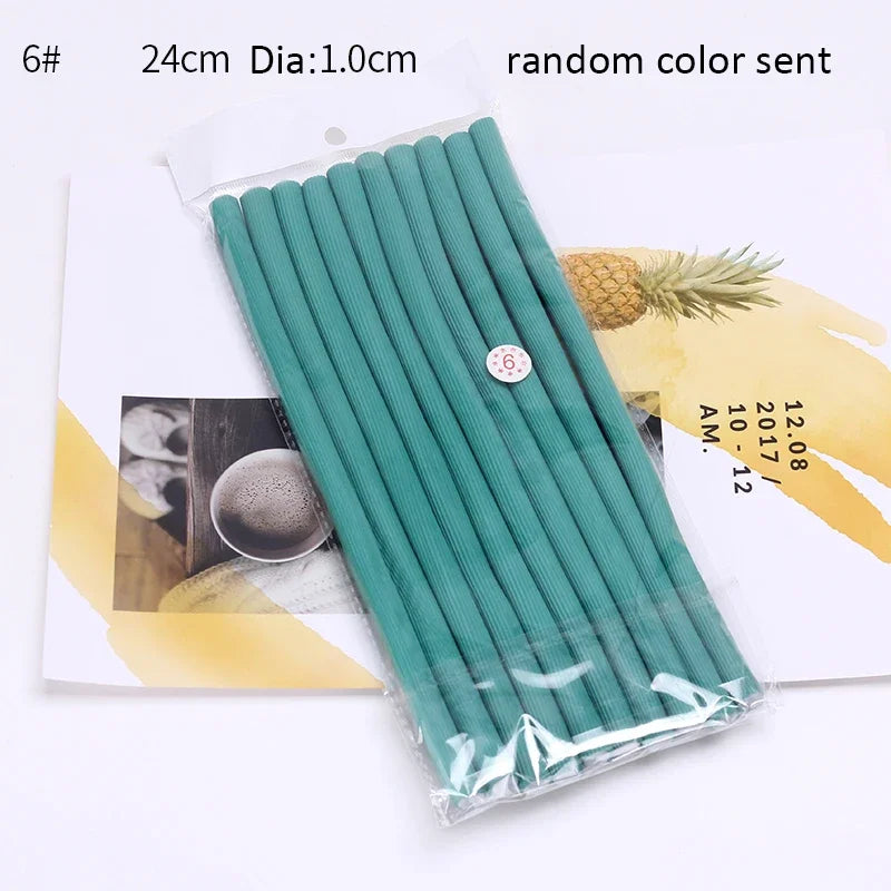 10pcs Flexible Hair Curling Rod Soft  Heatess Hair Curler Makers Foam Bendy Twist Curls Flexi No Heat Rollers Styling Tools