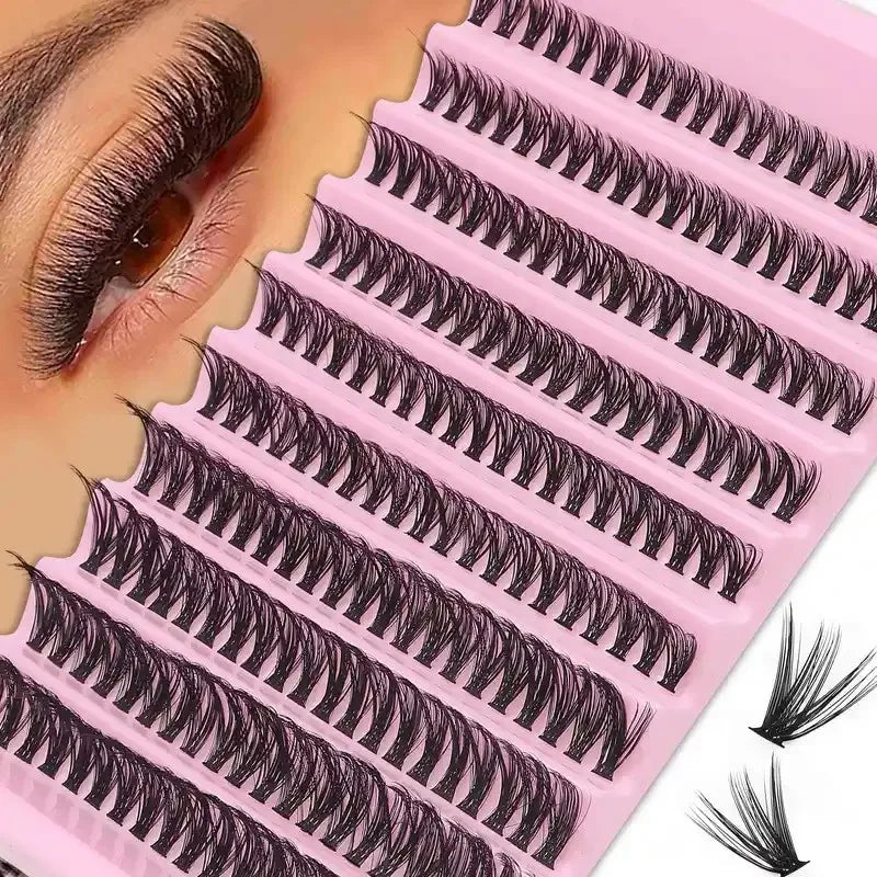 200Pcs DIY Personal Lashes 40P Eyelash Cluster Natural Look Wispy Lashes 9-16MM D Curly Hair Personal Clusters Lashes Fluffy